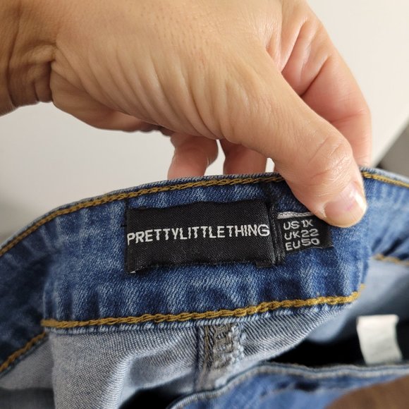 Pretty Little Thing Denim Blue Jeans Skinny Stretch Plus Size Womens 1X Casual - Picture 12 of 13
